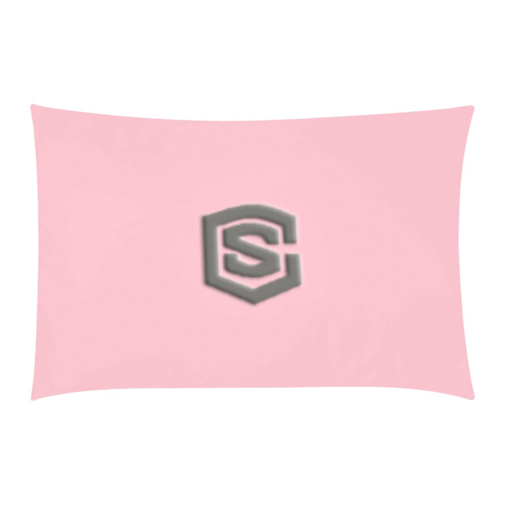 Pink 3-Piece Bedding Set (1 Duvet Cover 86"x70"; 2 Pillowcases 20"x30")(One Side) wtih Gray Logo 3-Piece Bedding Set (1 Duvet Cover 86"x70"; 2 Pillowcases 20"x30")(One Side)