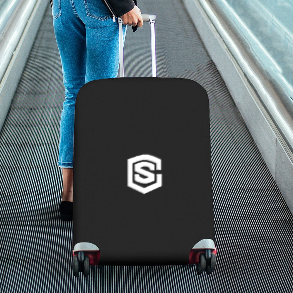 BLACK LUGGAGE COVER WHITE LOGO Luggage Cover (Large Size) (26"-28")