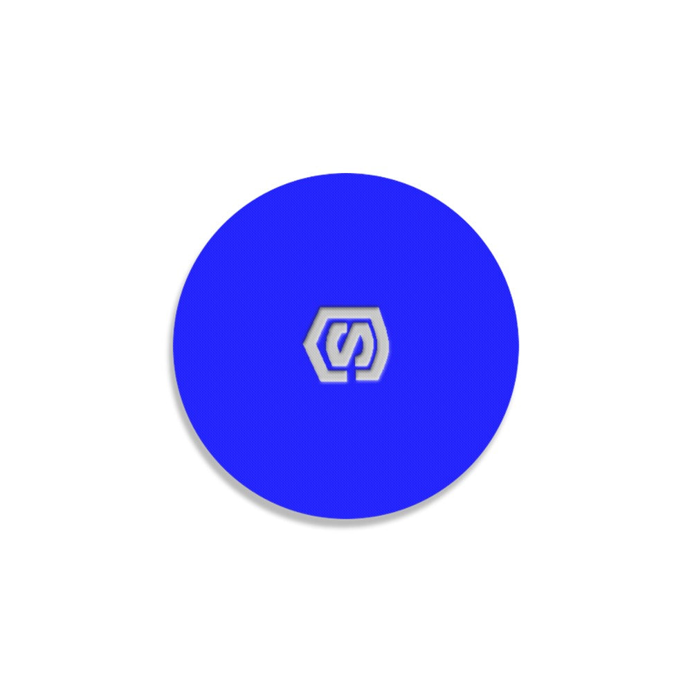 Blue Round Coaster with Silver Logo Round Coaster