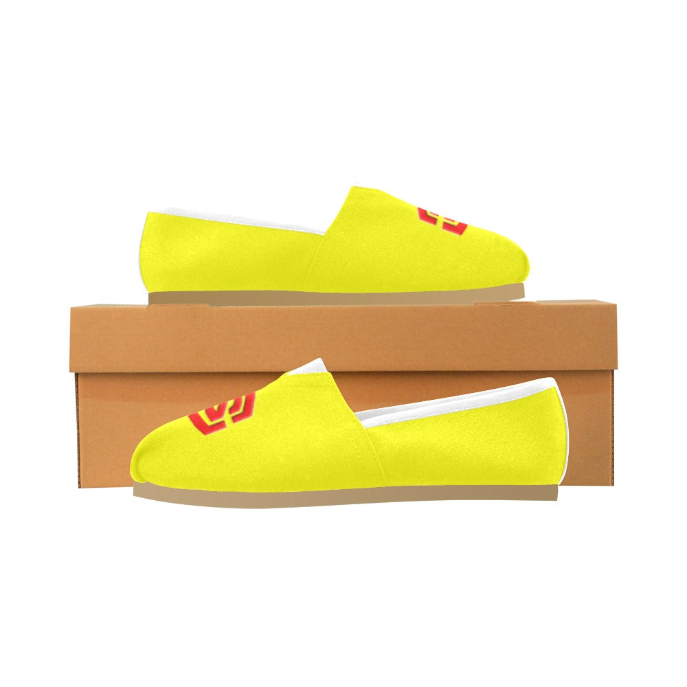 YELLOW Casual Canvas Women's WITH RED  LOGO Casual Canvas Women's Shoes (Model 004) (Designs are mirrored)