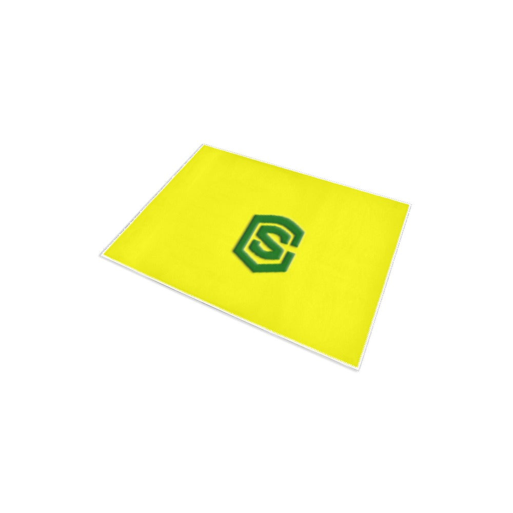 Yellow Area Rug 2.6' x 1.7' with Green Logo Area Rug 2.6' x 1.7'