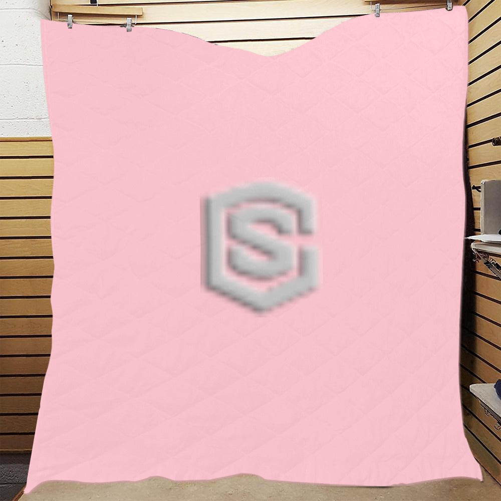 Pink Quilt with Silver Logo Custom Quilt 70" x 80"