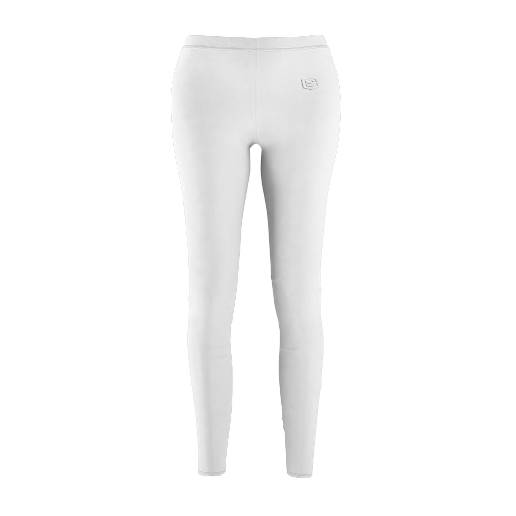 White Women's Cut & Sew Casual Leggings White logo