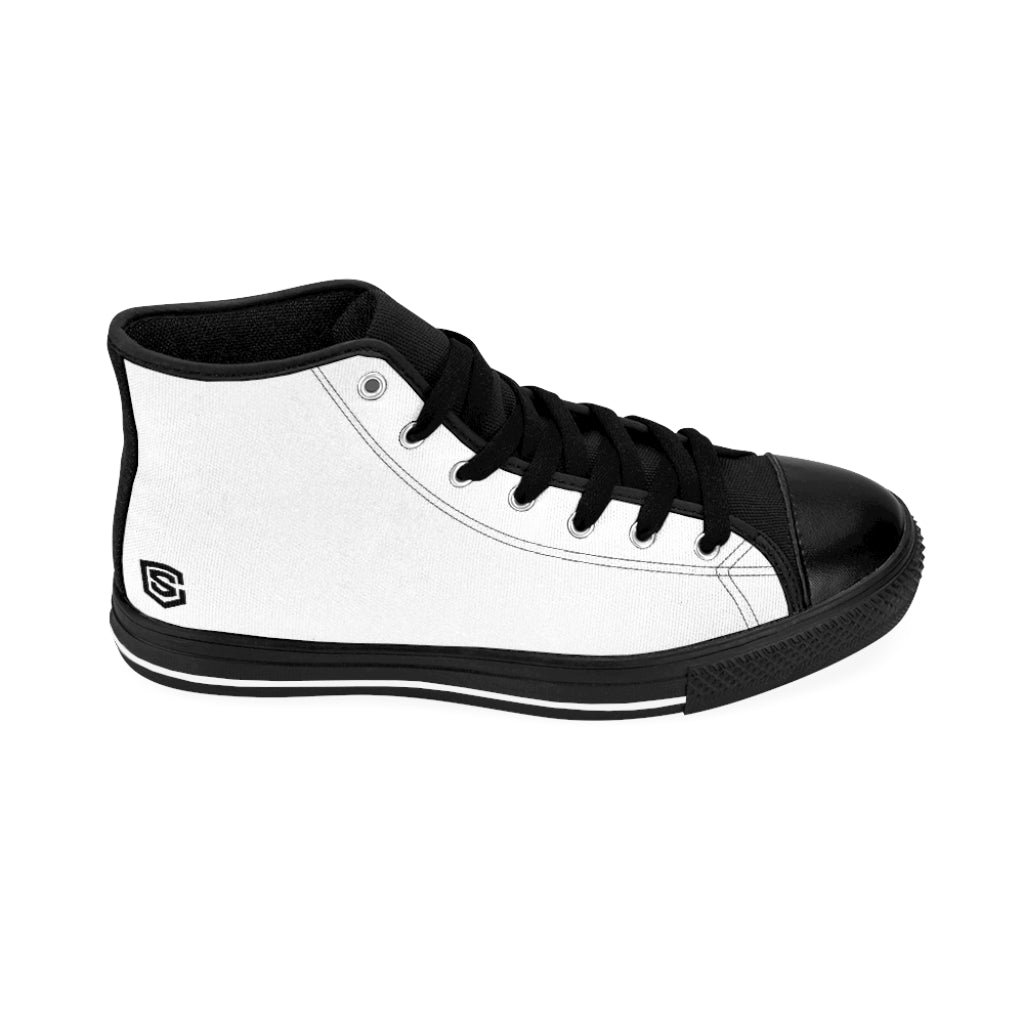 white Women's High-top Sneakers Black logo