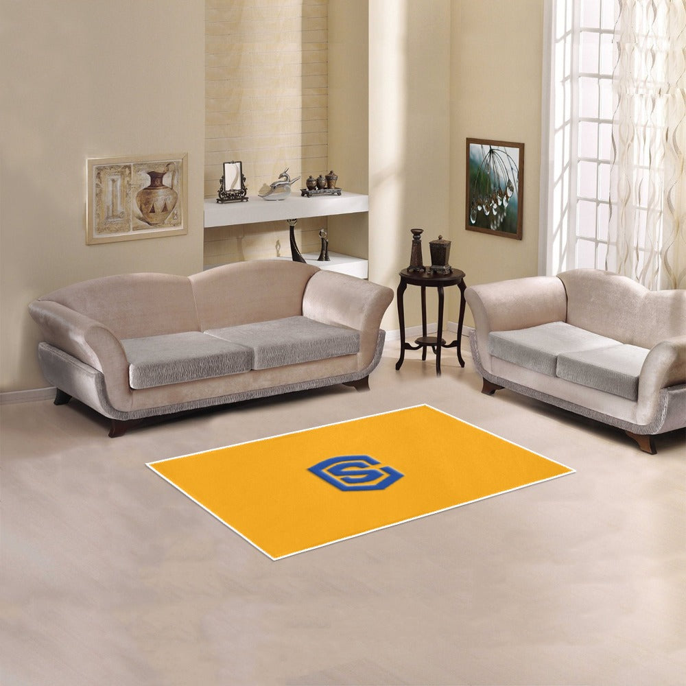 Orange Area Rug 2.6' x 1.7' with Blue Logo Area Rug 2.6' x 1.7'