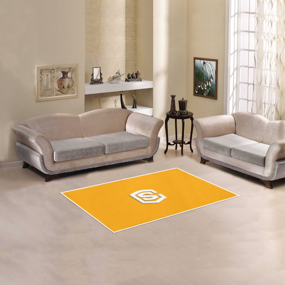 Orange Area Rug 2.6' x 1.7' with White Logo Area Rug 2.6' x 1.7'