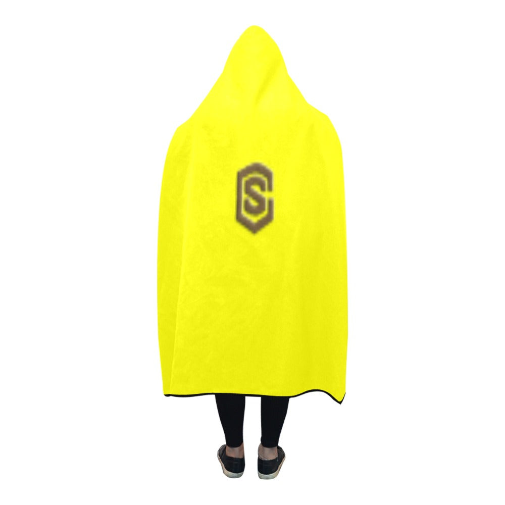Yellow Hooded Blanket 80"x56" with Brown Logo Hooded Blanket 80"x56"