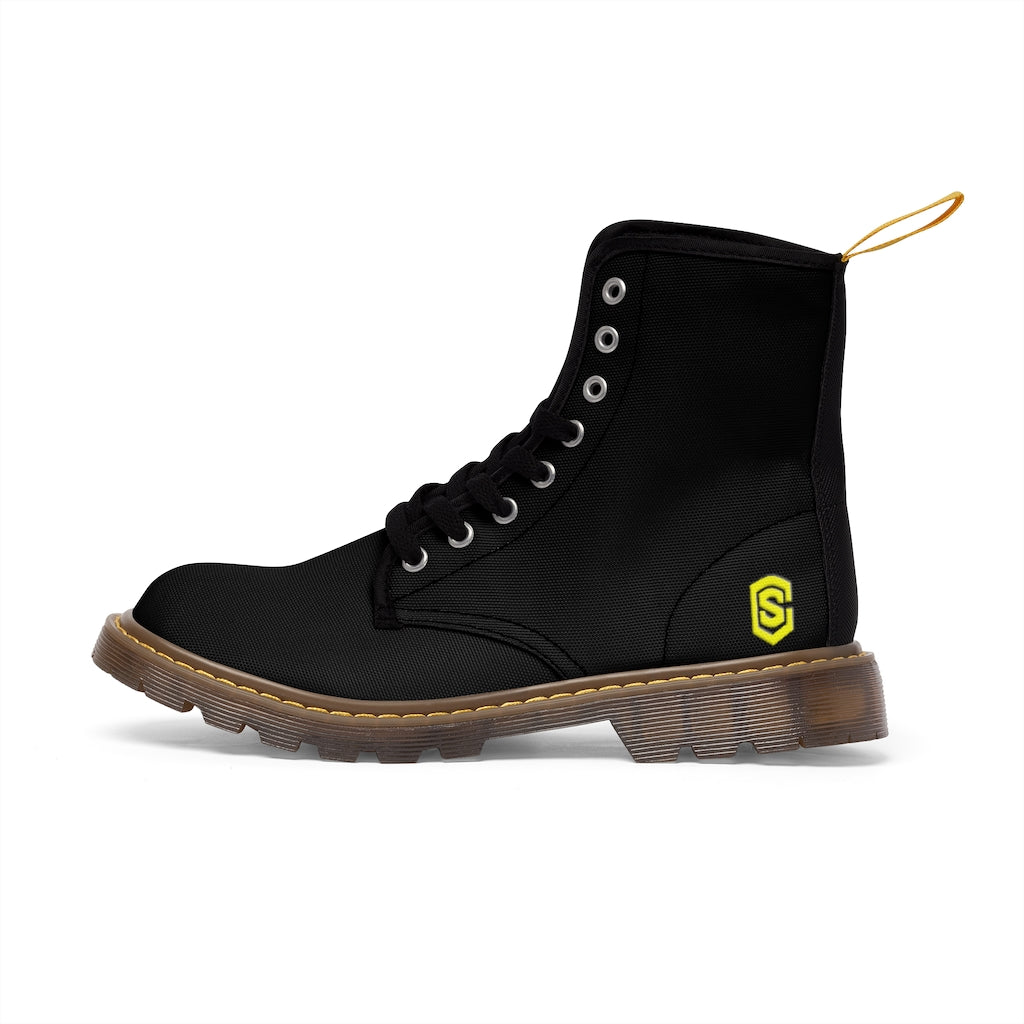 Black Men's Canvas Boots Yellow Logo