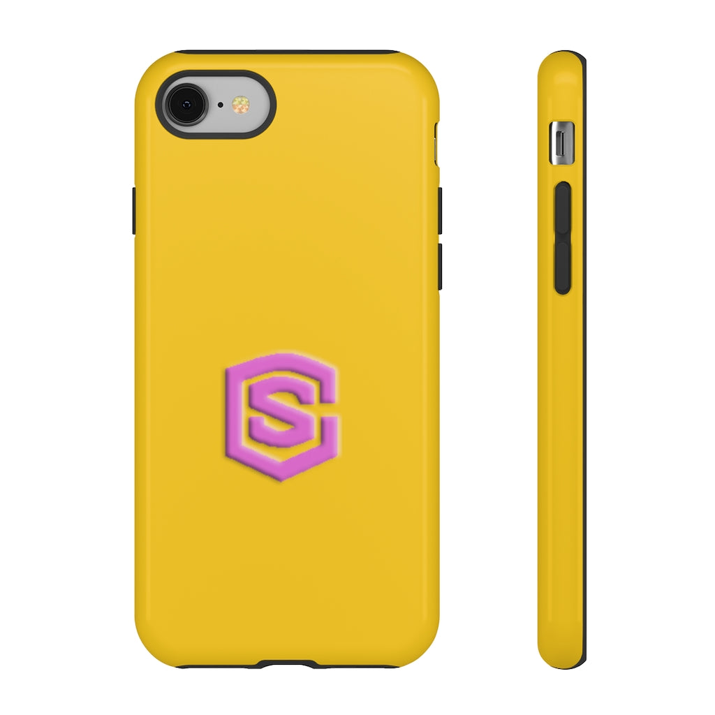 Yellow Tough Cases Pink Logo