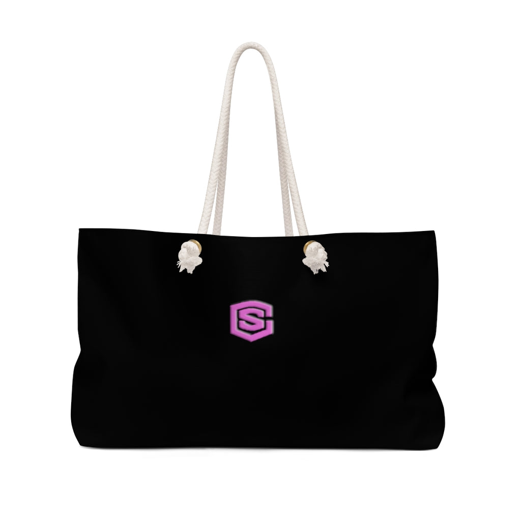 Black Weekender Bag Pink Logo