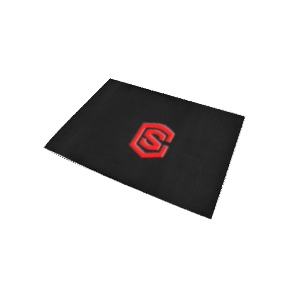 Black Area Rug Red Logo Area Rug 5' x 3.2'