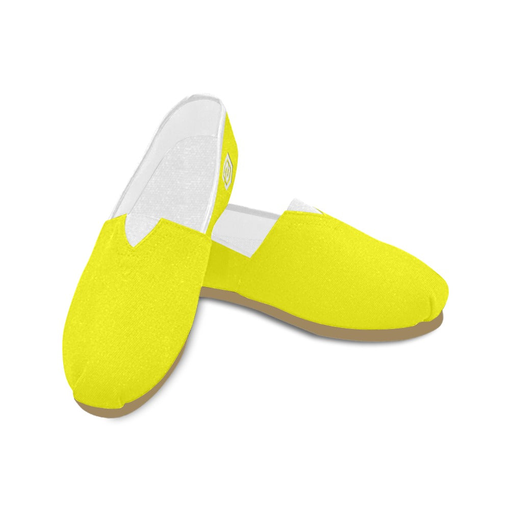 YELLOW casual shoes for women WITH WHITE LOGO Casual Canvas Women's Shoes (Model 004) (Designs are mirrored)