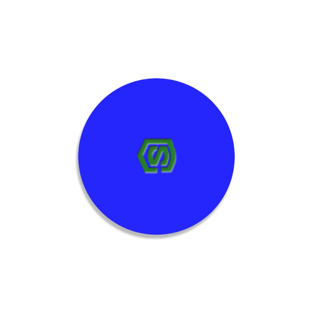 Blue Round Coaster with Green Logo Round Coaster