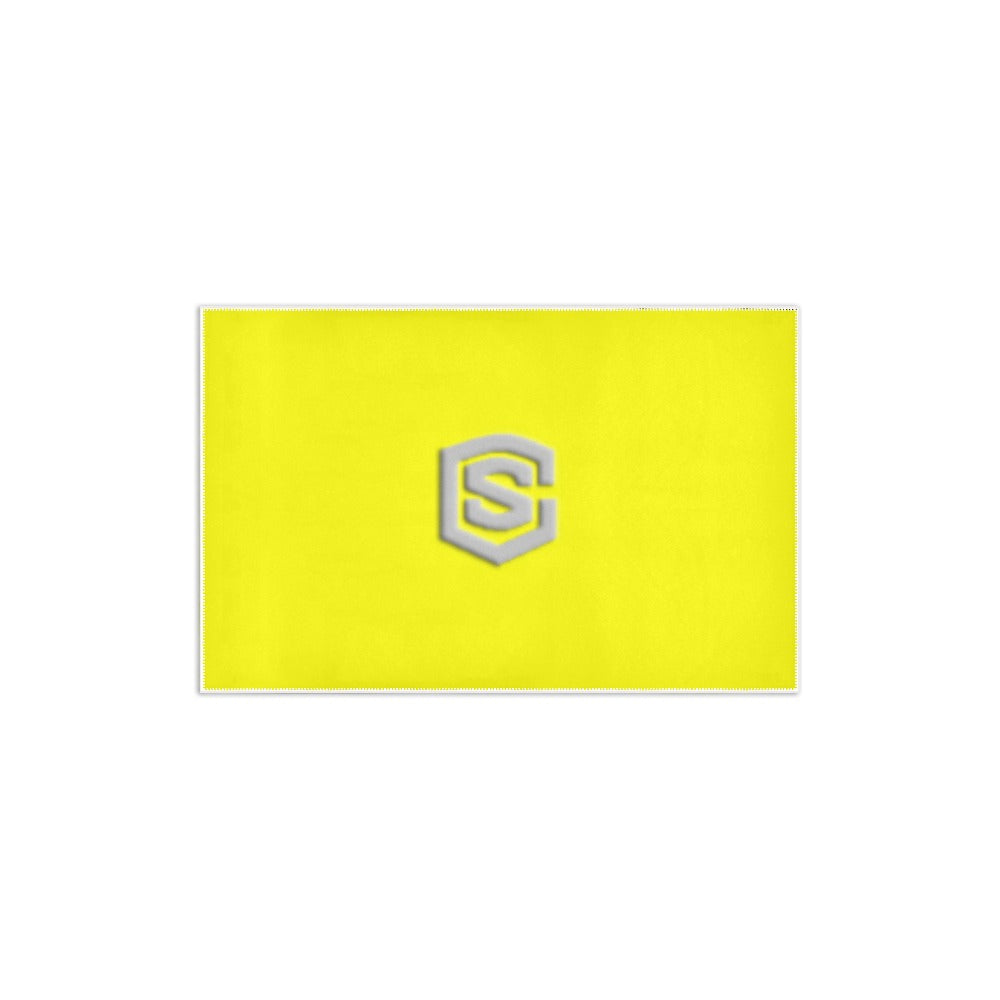 Yellow Area Rug 2.6' x 1.7' with Silver Logo Area Rug 2.6' x 1.7'