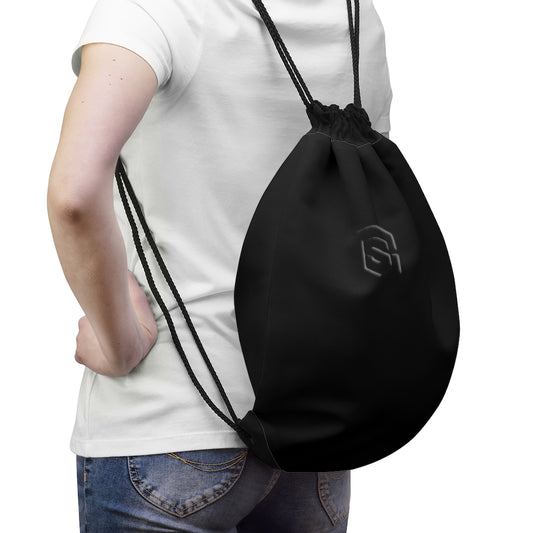 Black Drawstring Bag Black logo