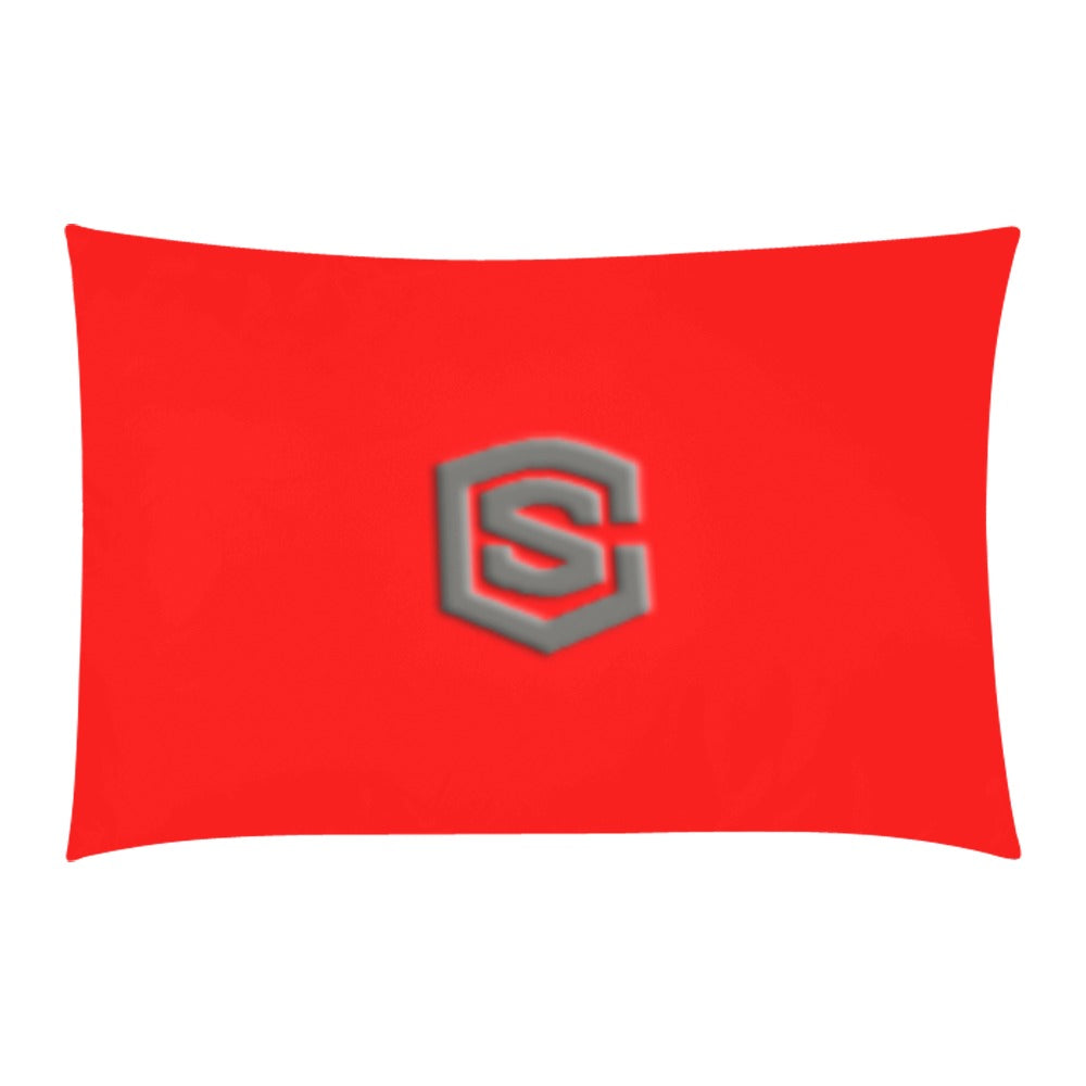 Red 3-Piece Bedding Set (1 Duvet Cover 86"x70"; 2 Pillowcases 20"x30")(One Side) wtih Gray Logo 3-Piece Bedding Set (1 Duvet Cover 86"x70"; 2 Pillowcases 20"x30")(One Side)