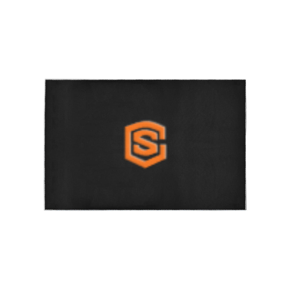 Black Area Rug Orange Logo Area Rug 5' x 3.2'