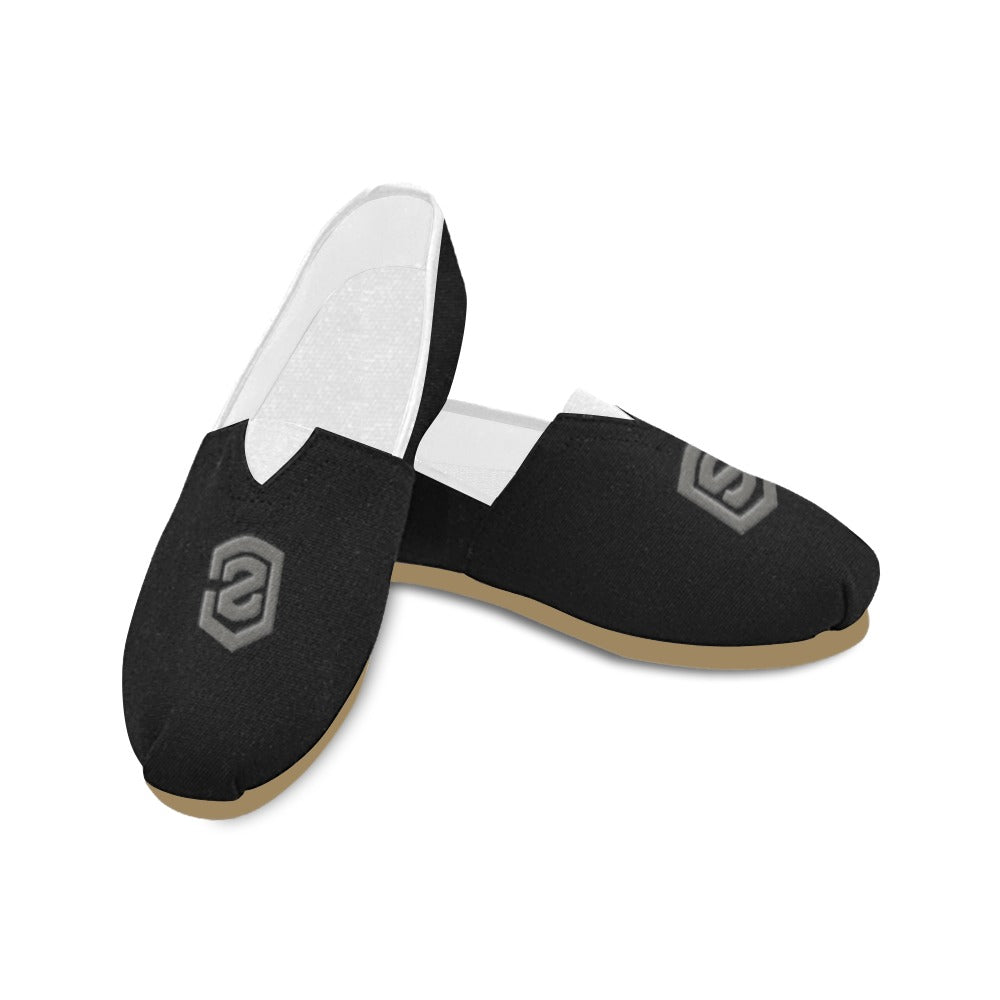 BLACK Casual Canvas Women's WITH GRAY LOGO Casual Canvas Women's Shoes (Model 004) (Designs are mirrored)