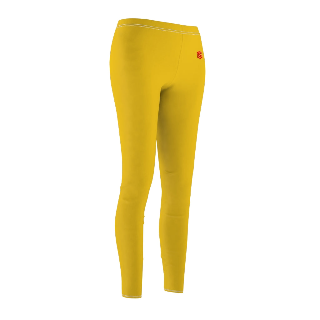 Yellow Women's Cut & Sew Casual Leggings Red logo