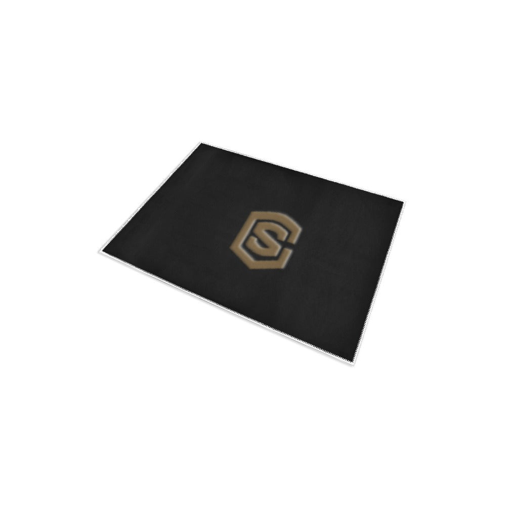 Black Area Rug 2.6' x 1.7' with Brown Logo Area Rug 2.6' x 1.7'