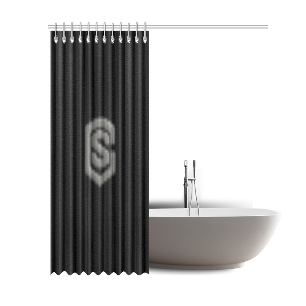 Black Shower Curtain 69"x84" with Gray Logo Shower Curtain 69"x84"