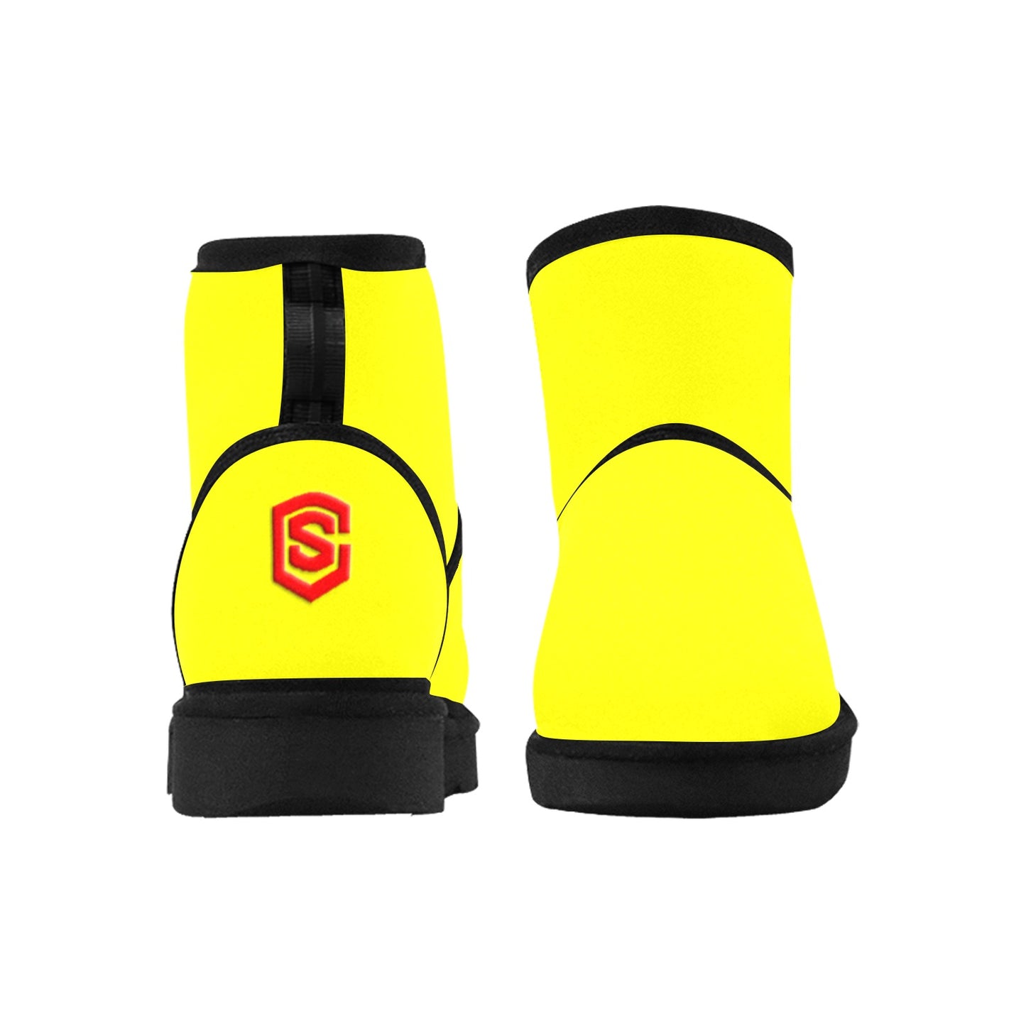 YELLOW Low Top Men's Snow Boots WITH RED LOGO Low Top Men's Snow Boots (Model 049)