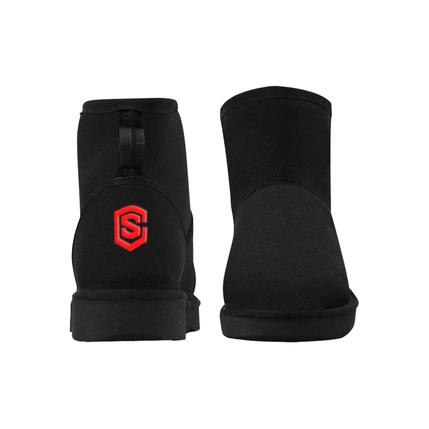 BLACK Low Top Men's Snow Boots WITH RED LOGO Low Top Men's Snow Boots (Model 049)