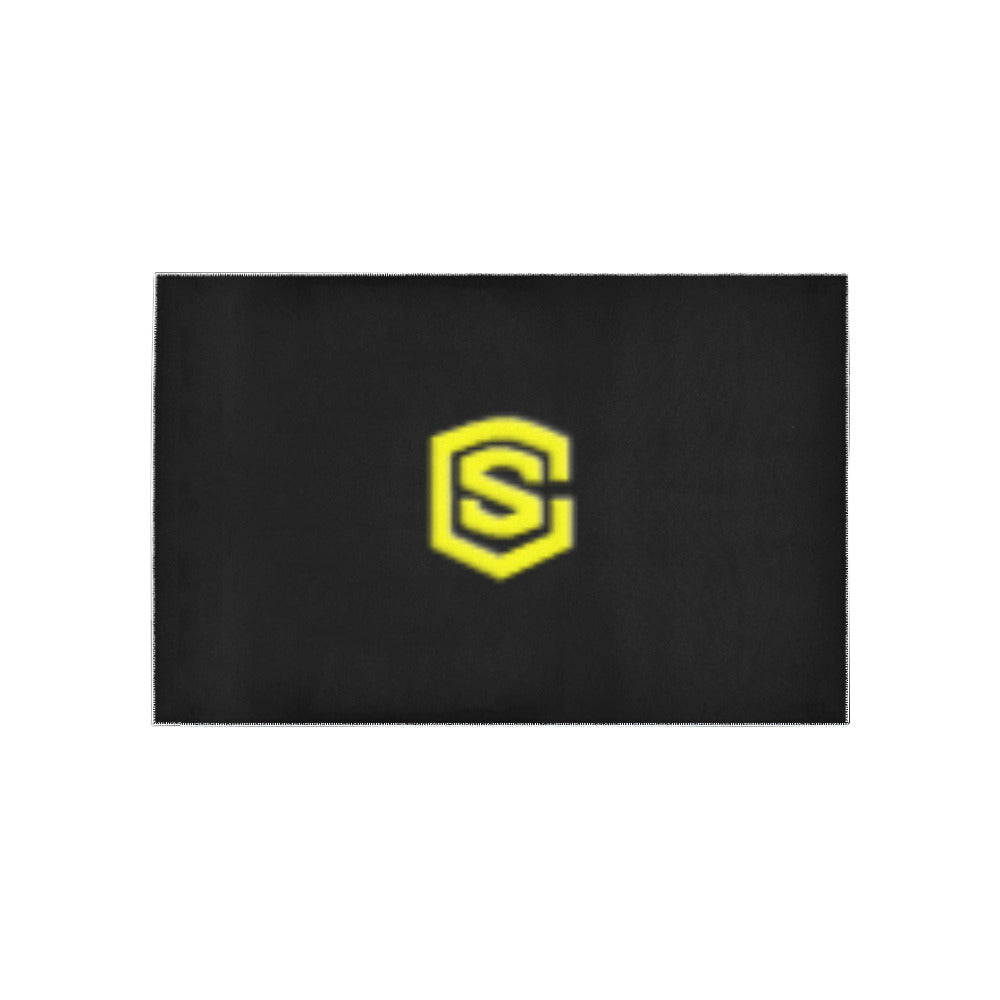 Black Area Rug Yellow Logo Area Rug 5' x 3.2'