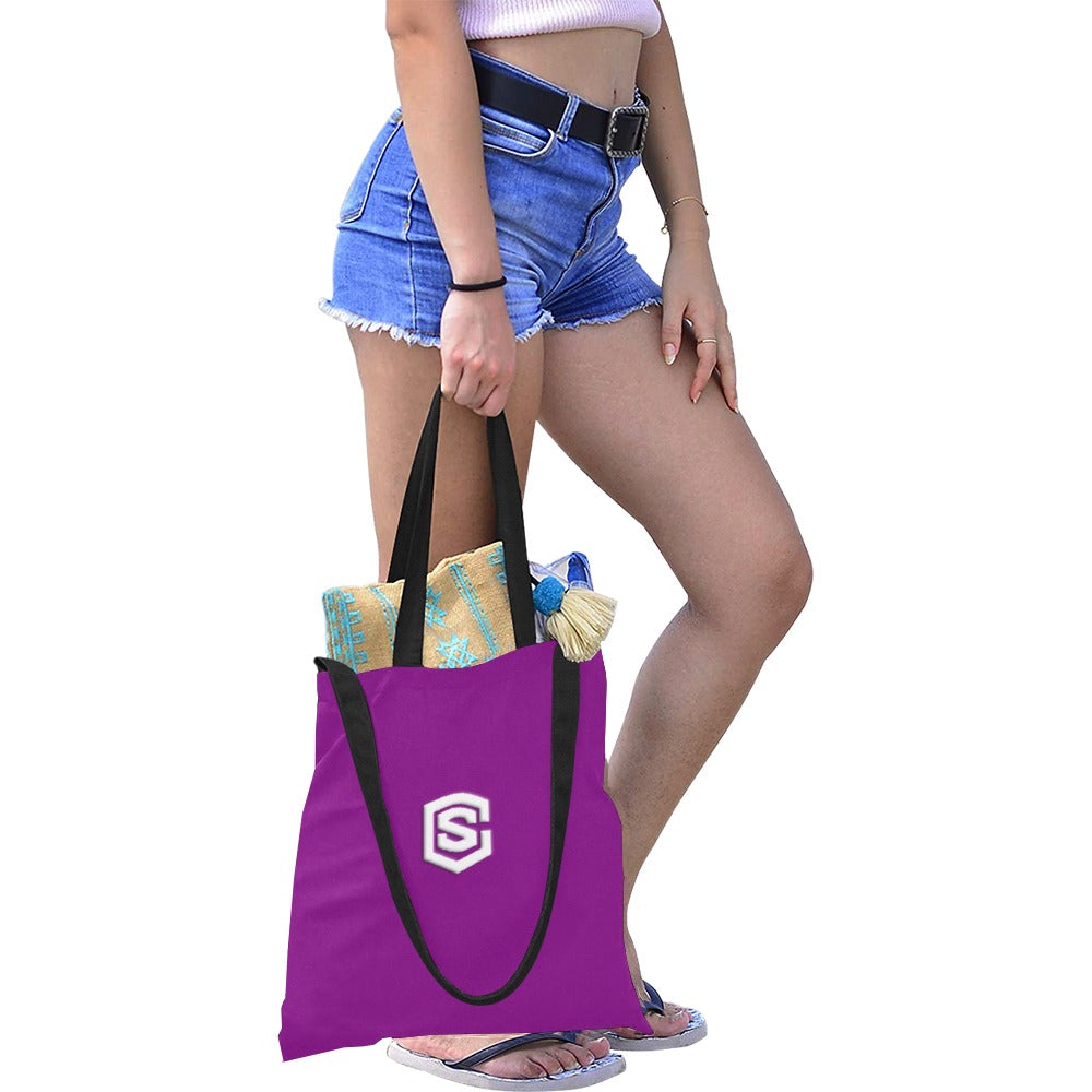 Purple All Over Print Canvas Tote Bag With White Logo All Over Print Canvas Tote Bag(Model1698)(Medium)