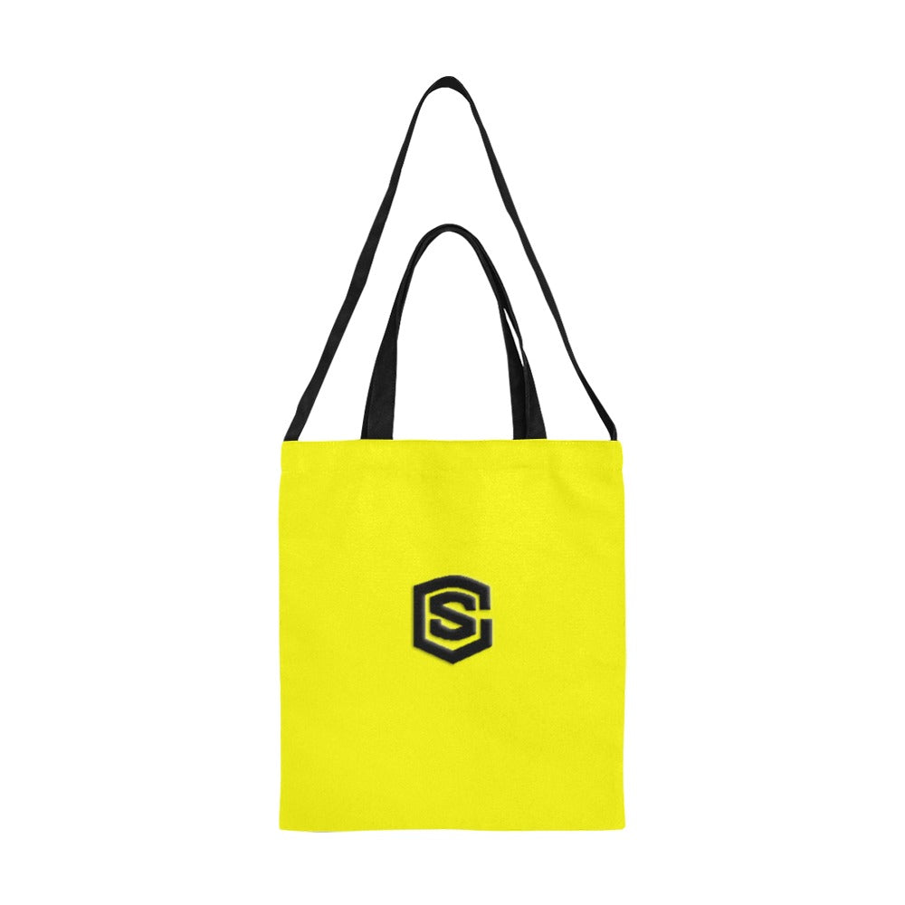Yellow All Over Print Canvas Tote Bag With Black Logo All Over Print Canvas Tote Bag(Model1698)(Medium)