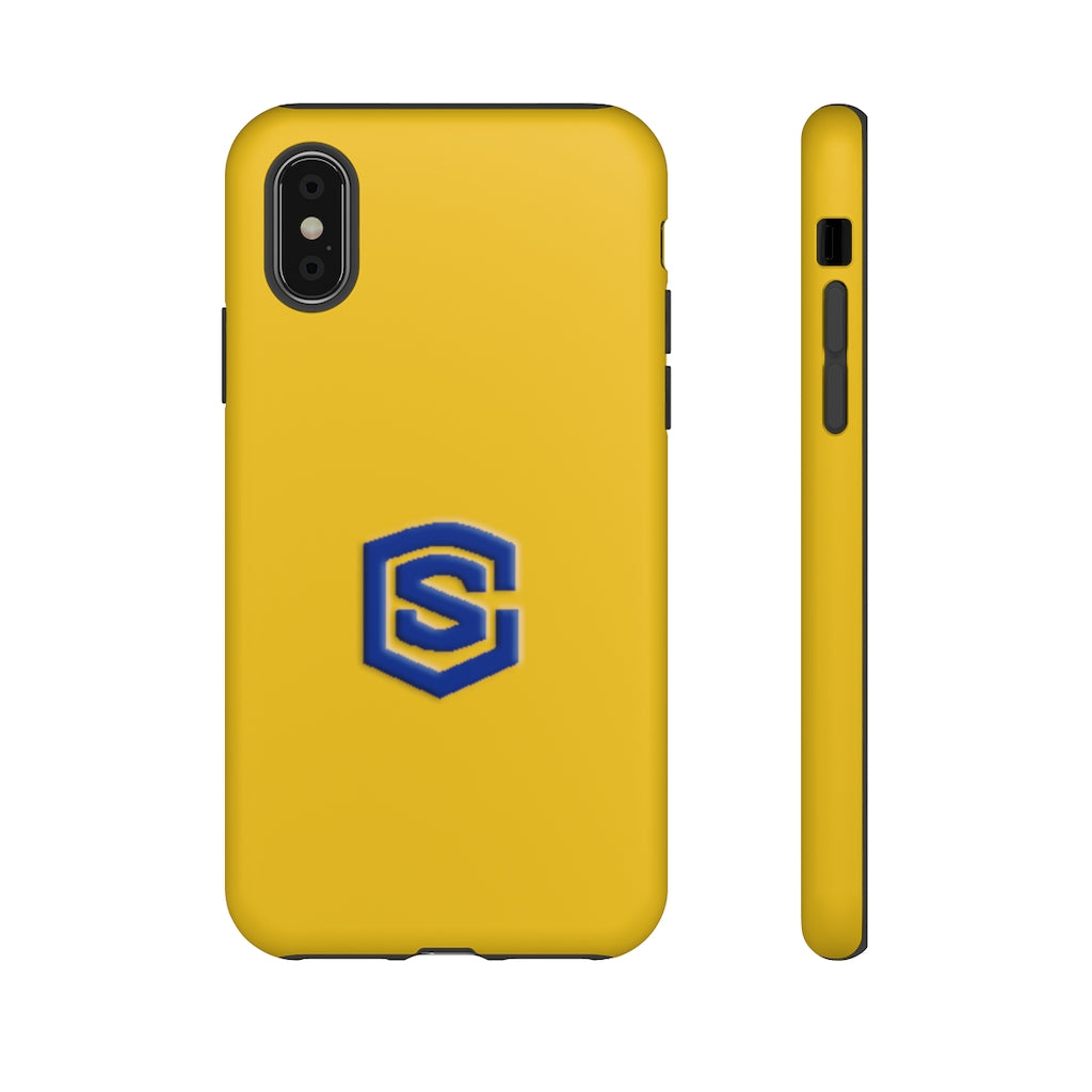 Yellow Tough Cases Blue Logo