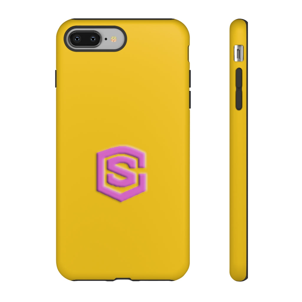 Yellow Tough Cases Pink Logo