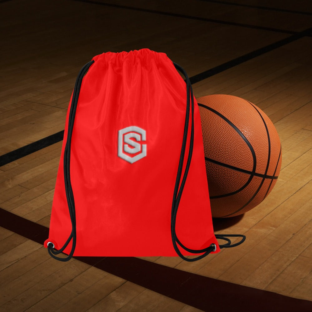 Red Drawstring Bags Large With Silver Logo Drawstring Bags (Model 1604) (Large)
