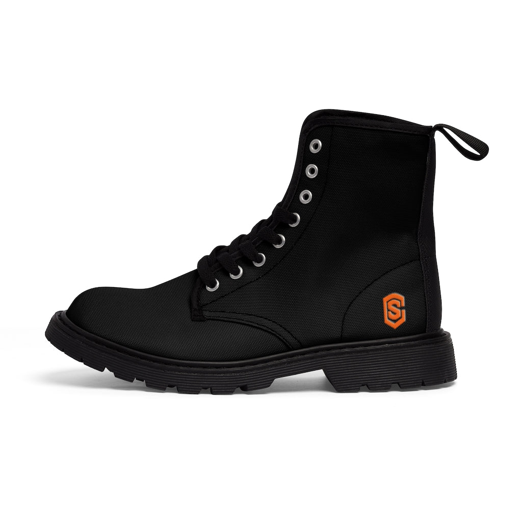 Black Men's Canvas Boots Orange Logo