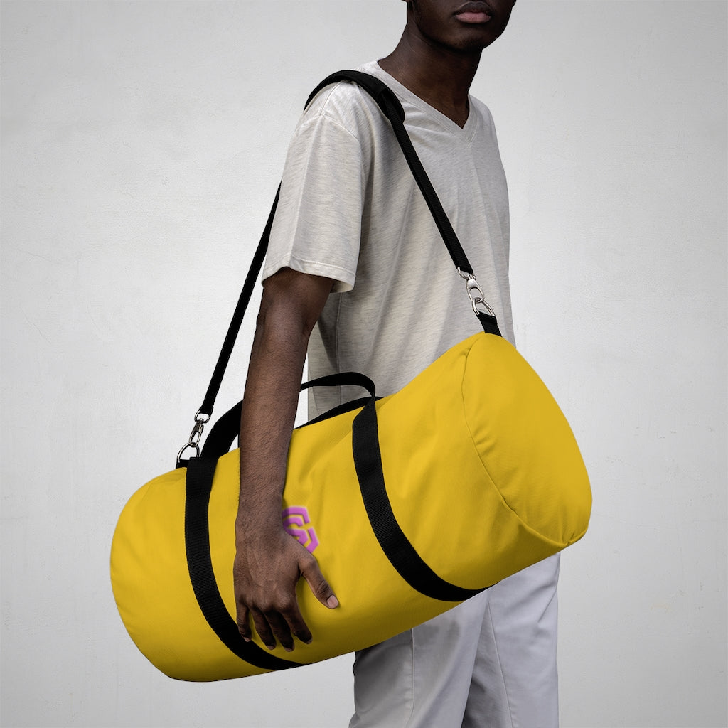 Yellow Duffel Bag Pink Logo