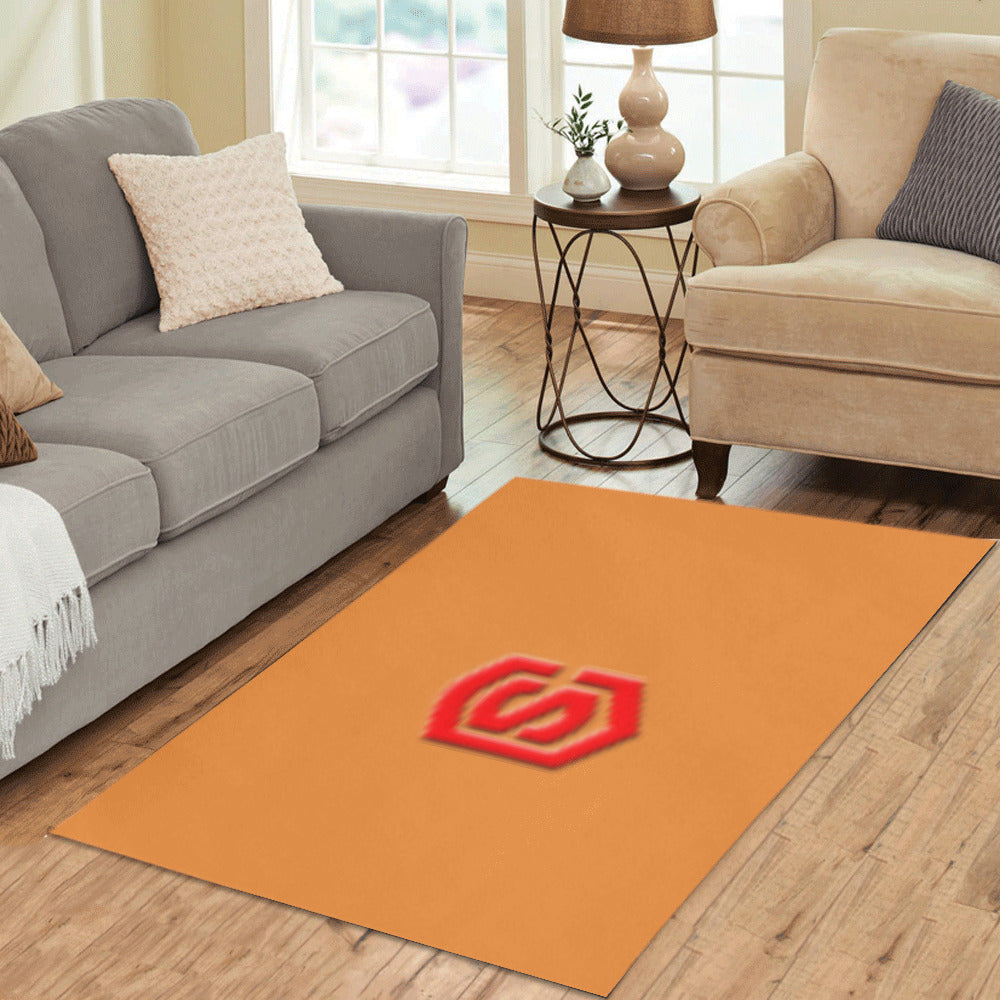 Orange Area Rug Red Logo Area Rug 5' x 3.2'