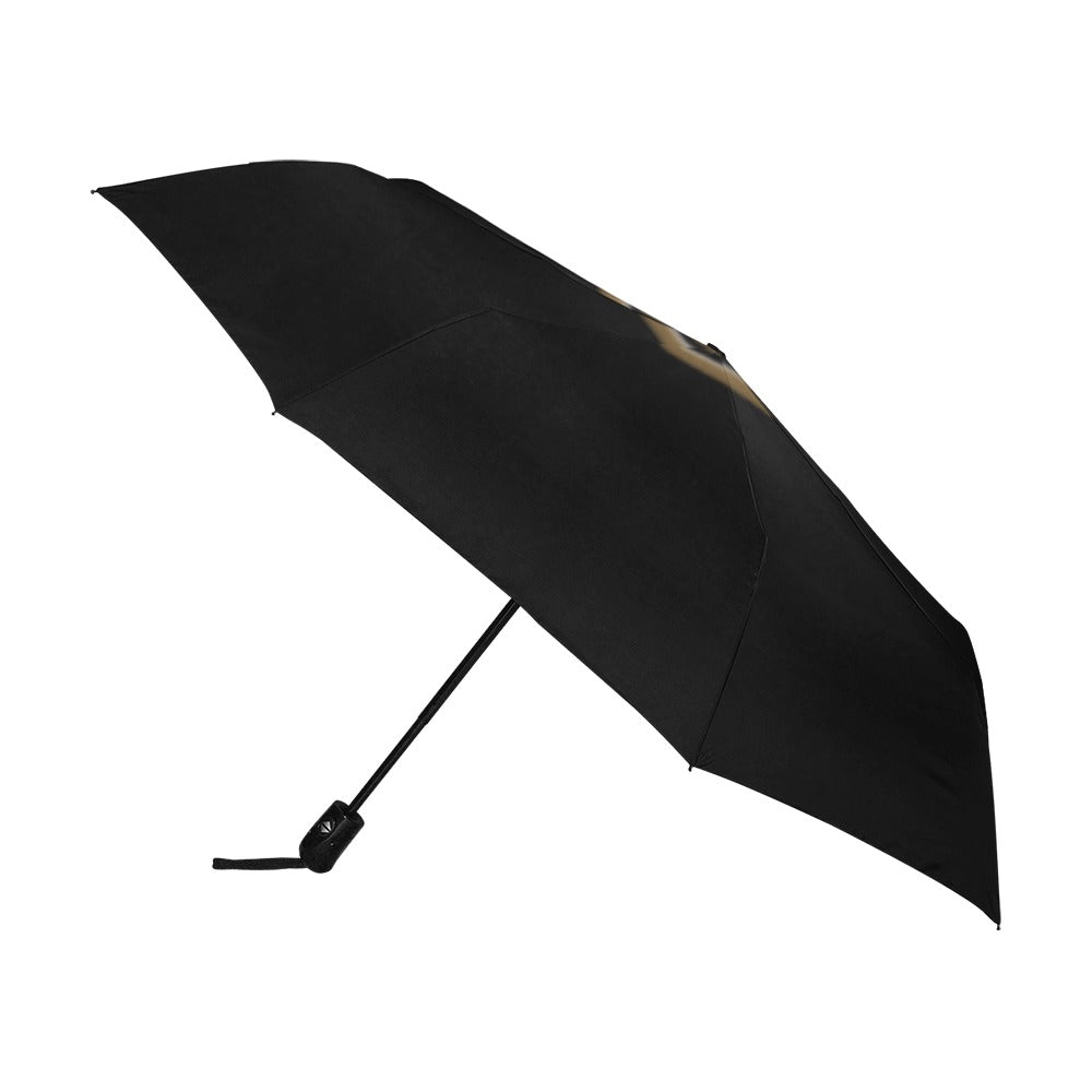 Black Anti-UV Automatic Umbrella With Brown Logo Anti-UV Automatic Umbrella(Outside Printing)(Model U09)
