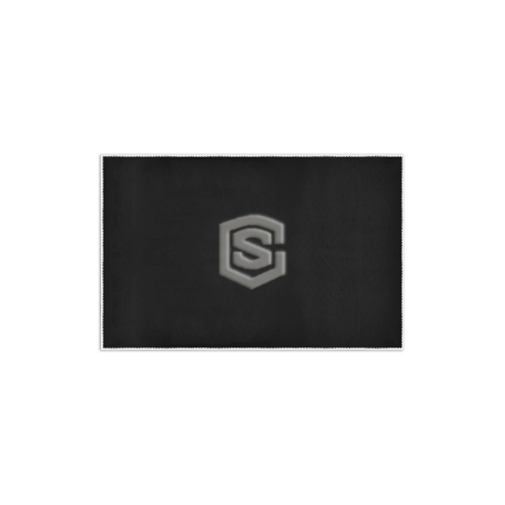 Black Area Rug 2.6' x 1.7' with Gray Logo Area Rug 2.6' x 1.7'