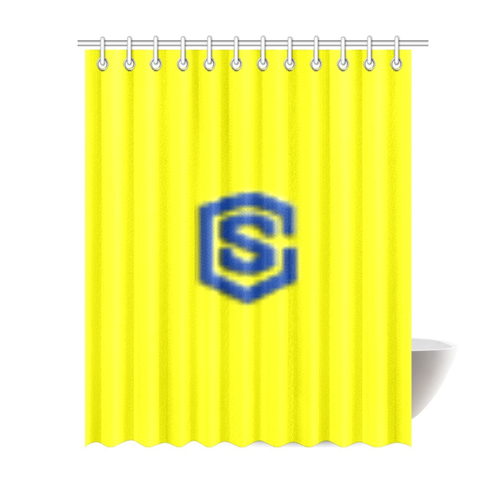 Yellow Shower Curtain 69"x84" with Blue Logo Shower Curtain 69"x84"