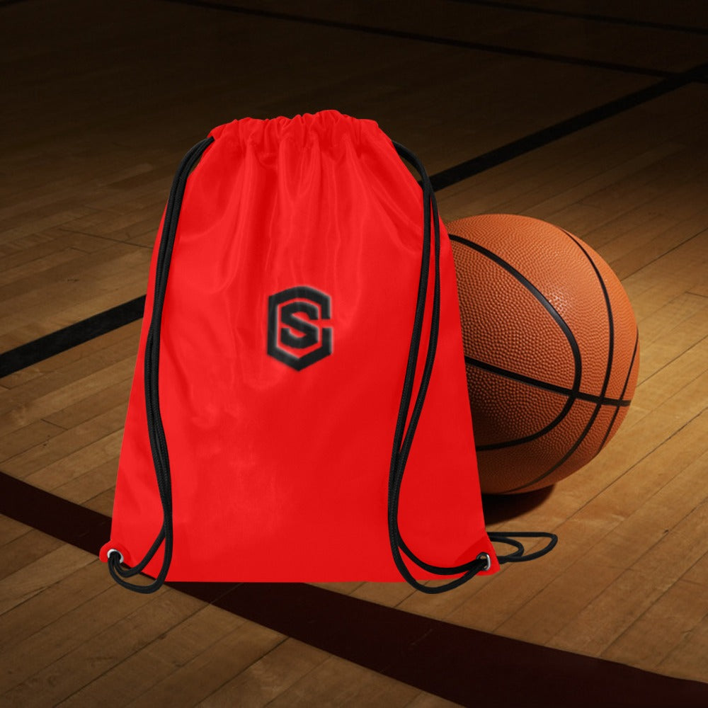Red Drawstring Bags Large With Black Logo Drawstring Bags (Model 1604) (Large)
