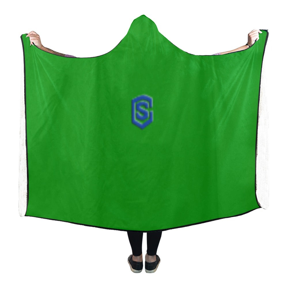 GREEN Hooded Blanket WHITH BLUE LOGO Hooded Blanket 80"x56"