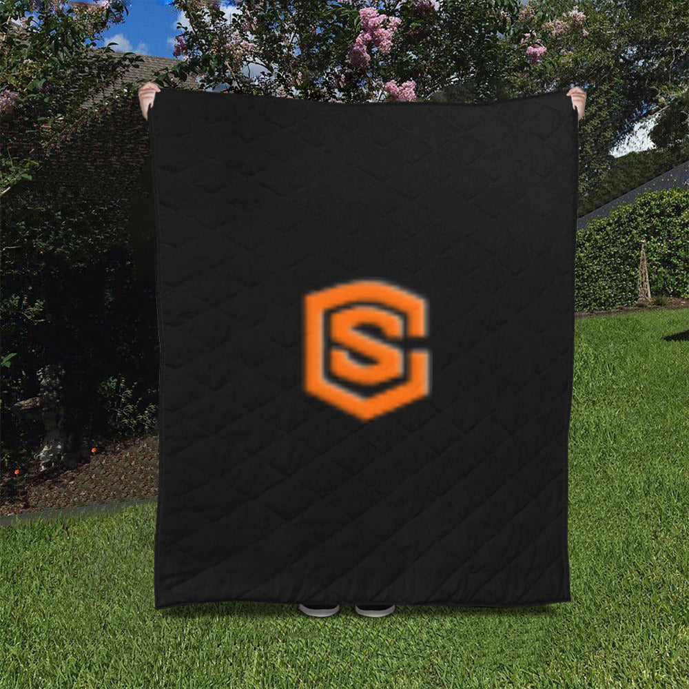 Black Custom Quilt Orange Logo Custom Quilt 50" x 60"