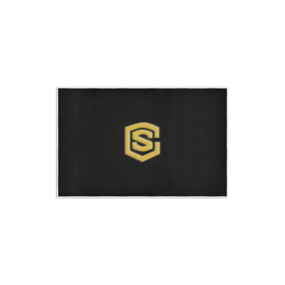 Black Area Rug 2.6' x 1.7' with Gold Logo Area Rug 2.6' x 1.7'