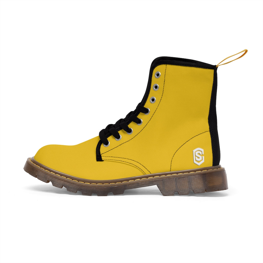 yellow Men's Canvas Boots White Logo