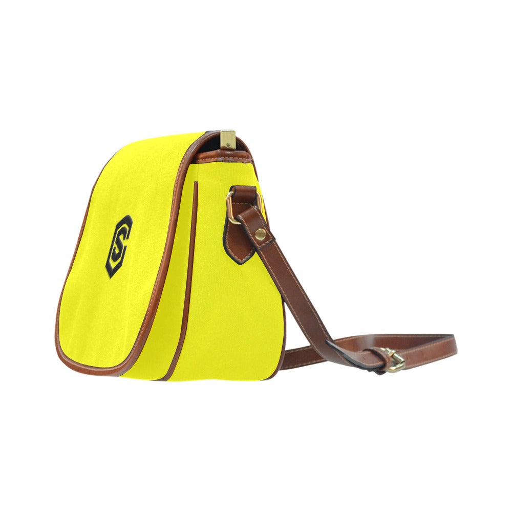 YELLOW Saddle Bag WITH BLACK LOGO Saddle Bag (Model 1649) (Small)