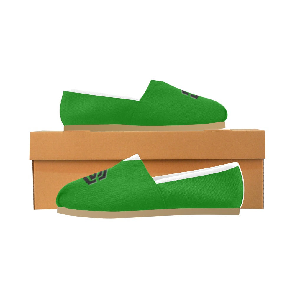 GREEN Casual Canvas Women's WITH BLACK LOGO Casual Canvas Women's Shoes (Model 004) (Designs are mirrored)