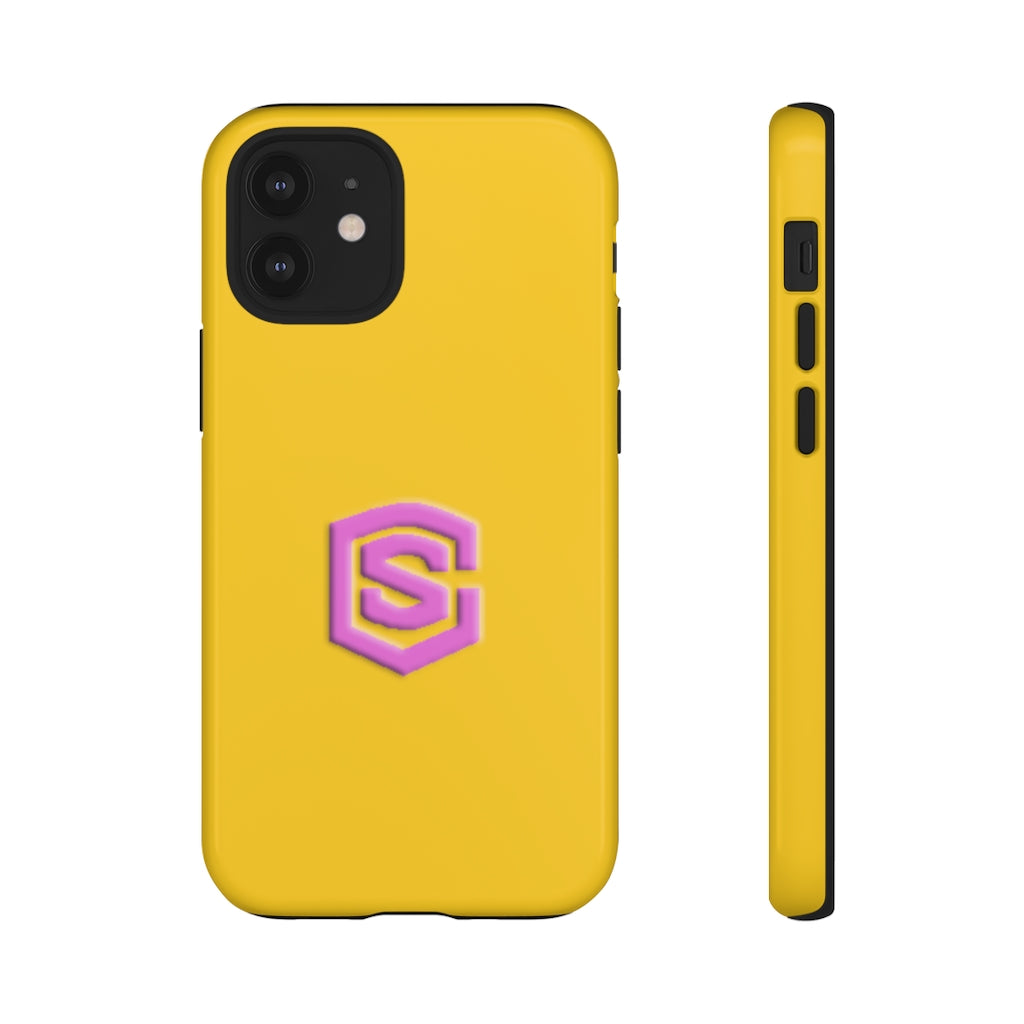 Yellow Tough Cases Pink Logo