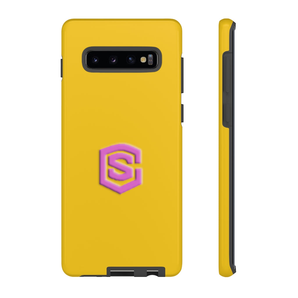 Yellow Tough Cases Pink Logo