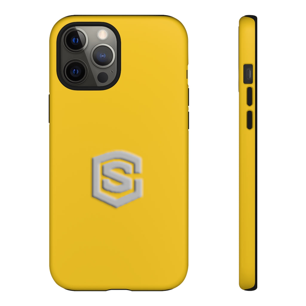 Yellow Tough Cases Silver Logo