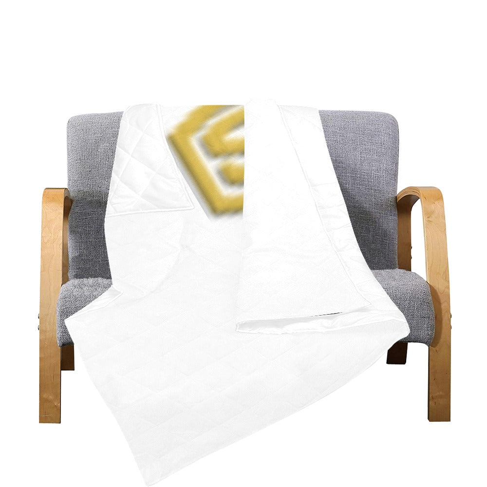 White Quilt with Gold Logo Custom Quilt 70" x 80"